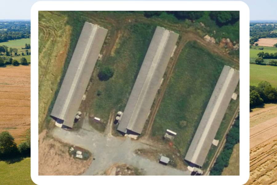 Exploitation agricole en vente vu du ciel