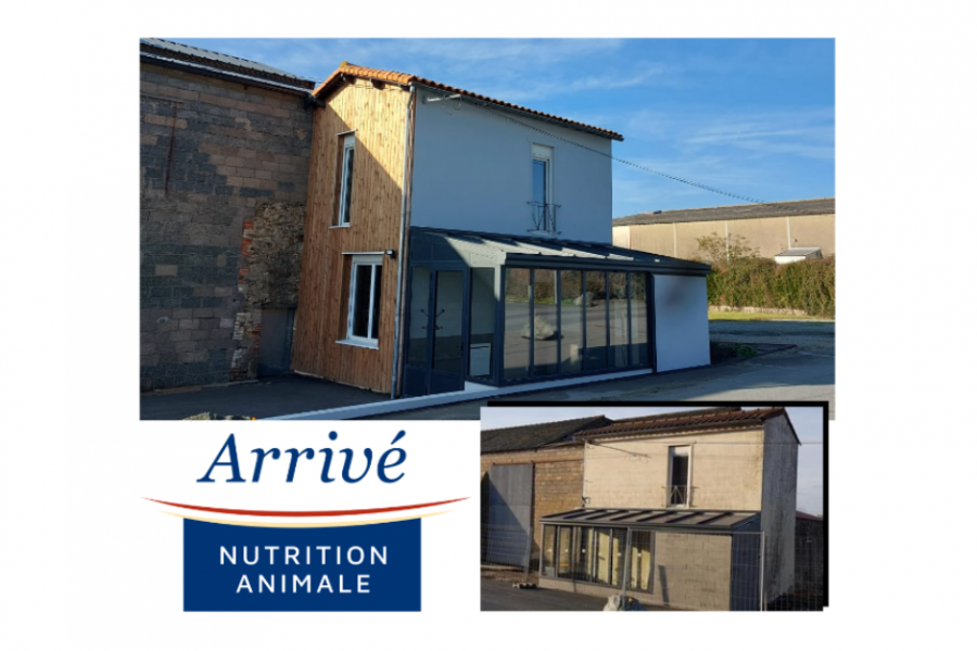 Rénovation avant et après de la salle de pause d'Arrivé Nutrition Animale